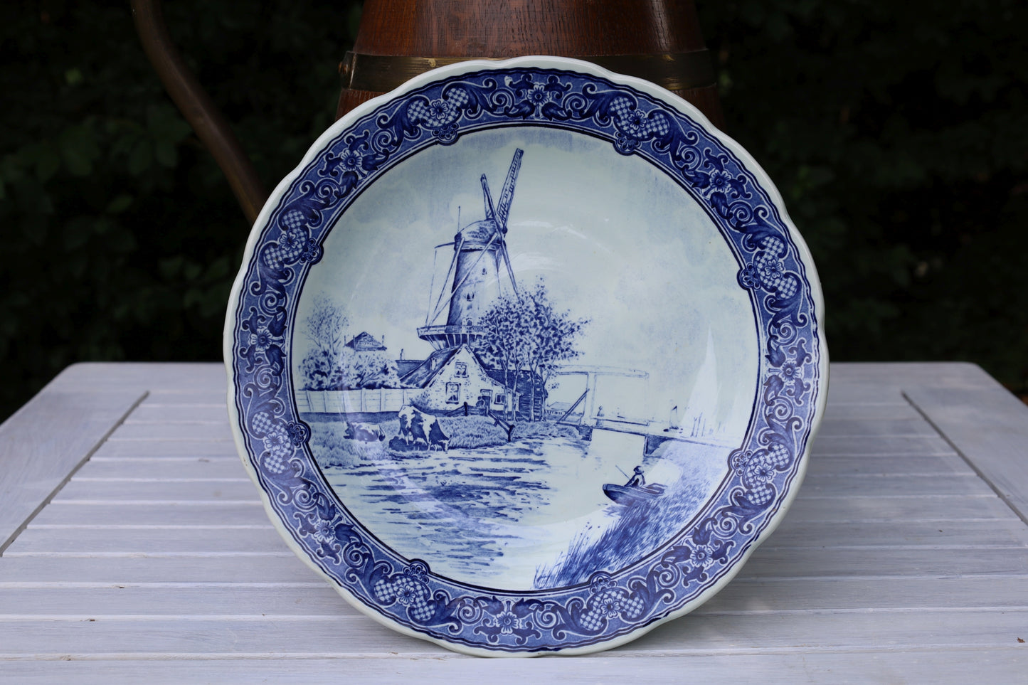 Delfter Keramik Teller mit Windmühle - Original Delft Blau-Weiß Ø 30 cm