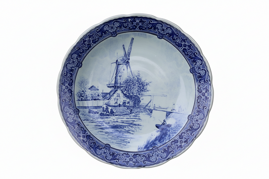 Delfter Keramik Teller mit Windmühle - Original Delft Blau-Weiß Ø 30 cm