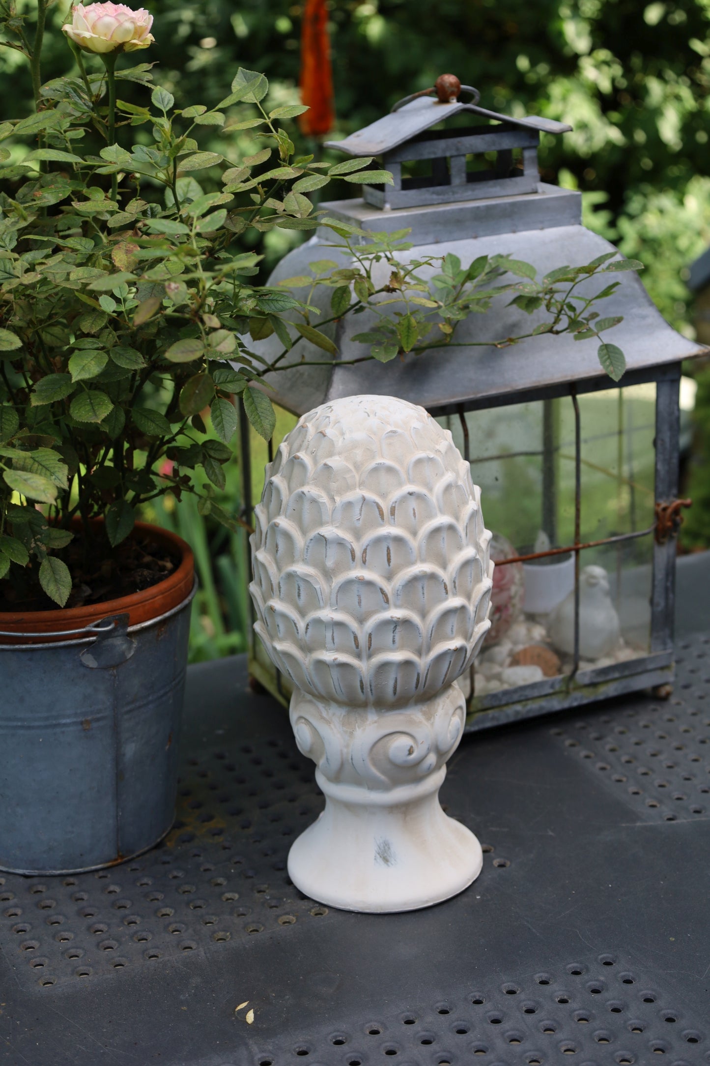 Pinienzapfen Terracotta - Garten-Deko Landhausstil für Balkon & Garten