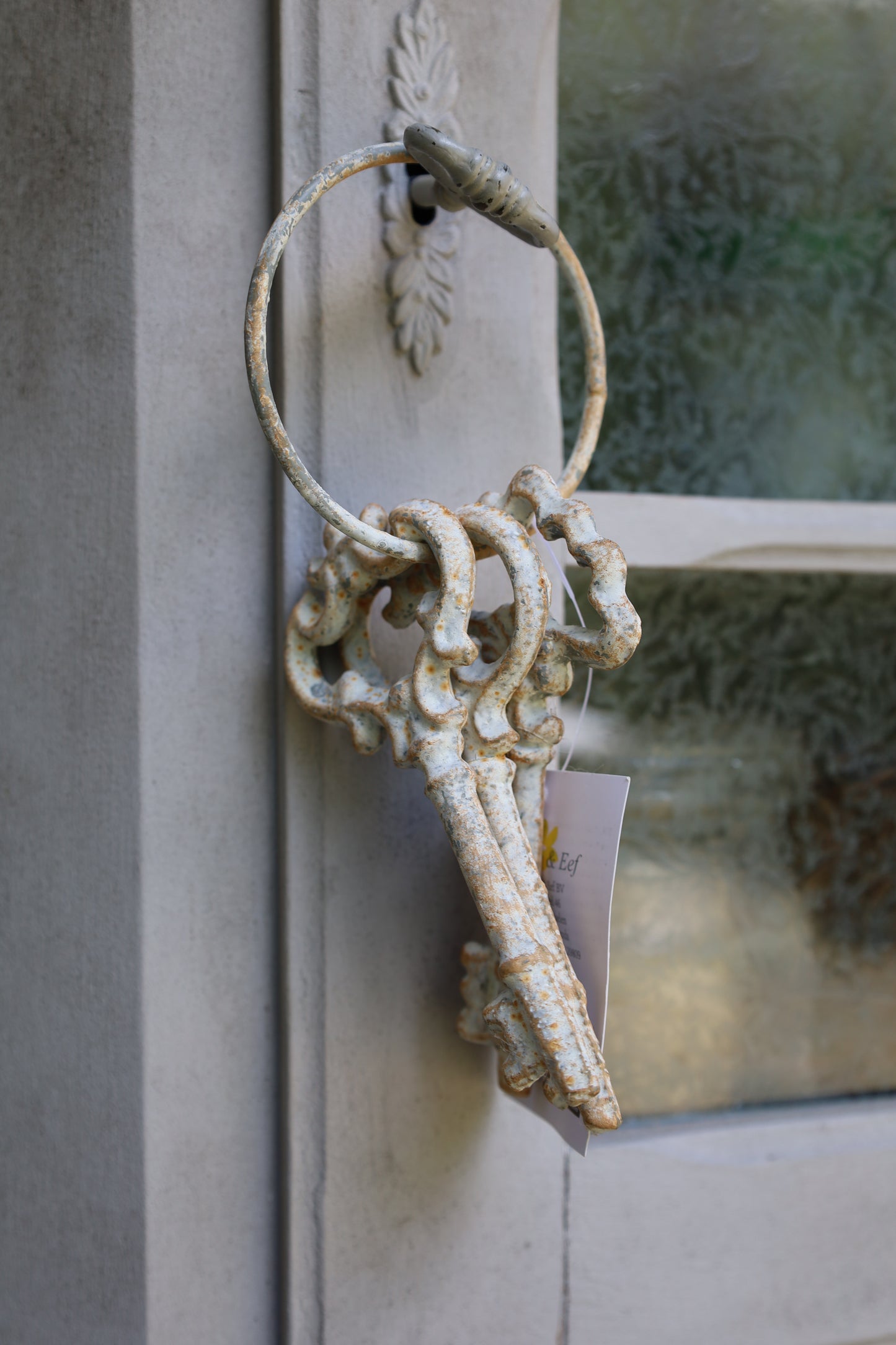 Shabby Chic Schlüsselbund Gusseisen Weiß - Vintage Deko Landhausstil