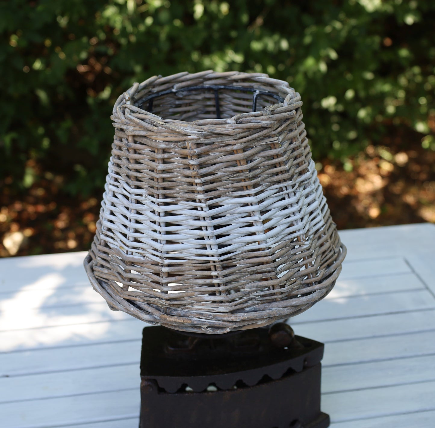 Lampenschirm Rattan Braun Weiß - Landhausstil & Maritim - Verschiedene Größen