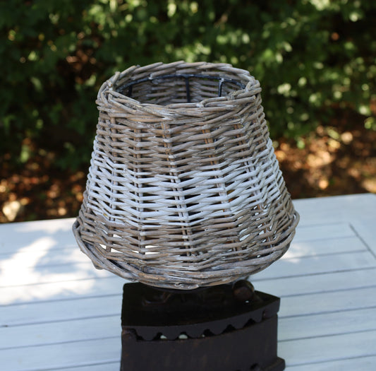 Lampenschirm Rattan Braun Weiß - Landhausstil & Maritim - Verschiedene Größen