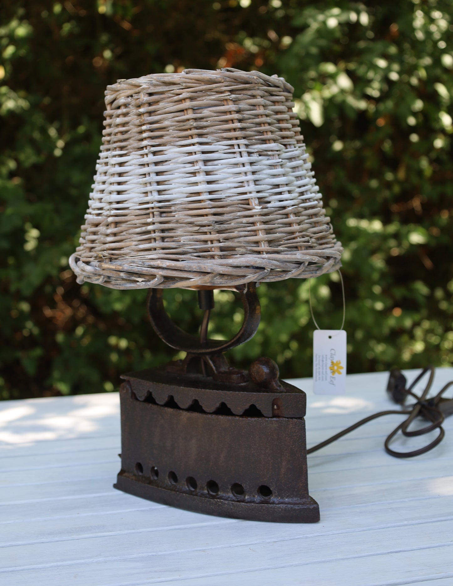 Lampenschirm Rattan Braun Weiß - Landhausstil & Maritim - Verschiedene Größen