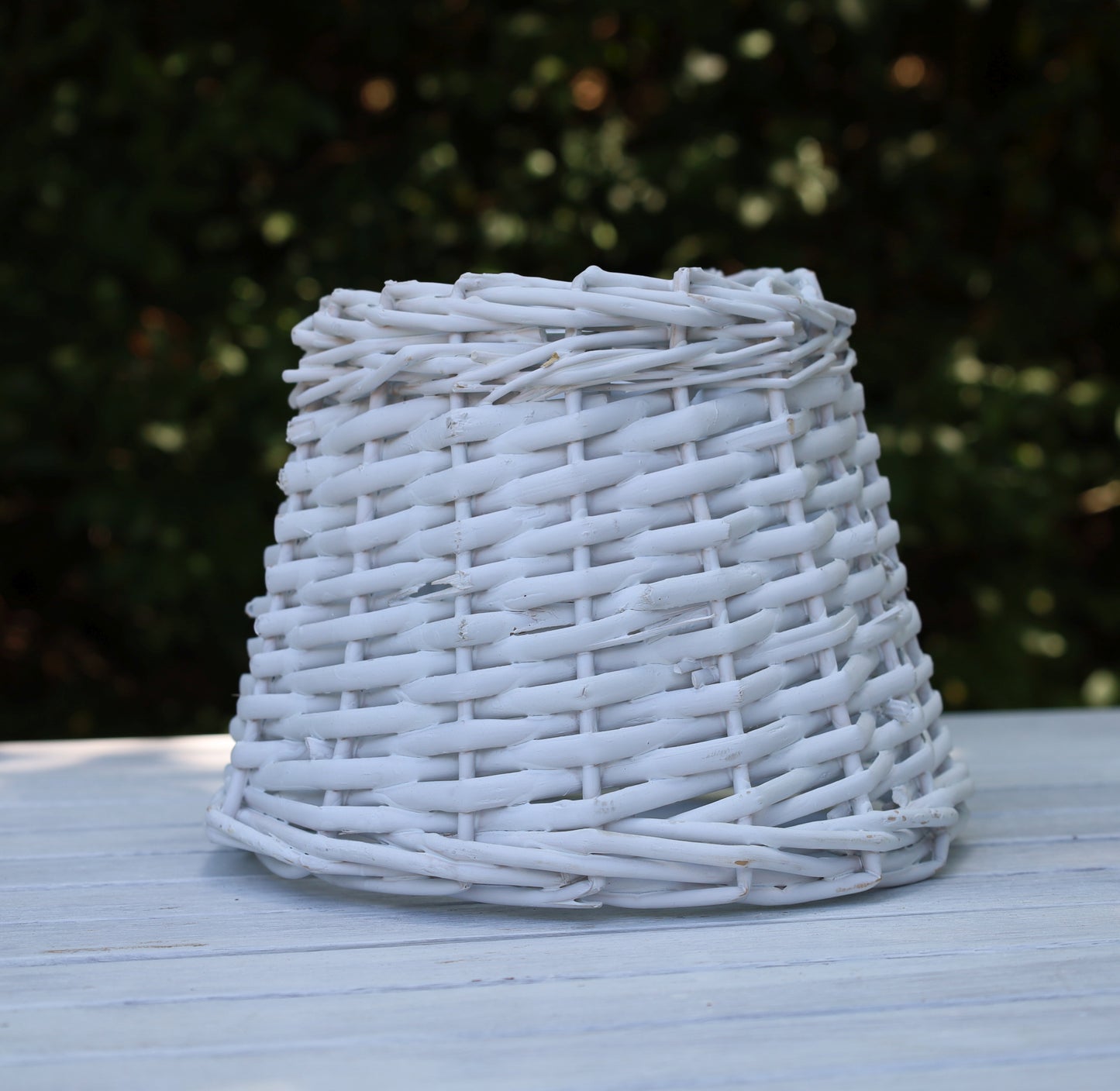 Rattan Lampenschirm Weiß E27 - Romantische Landhausstil Lampe