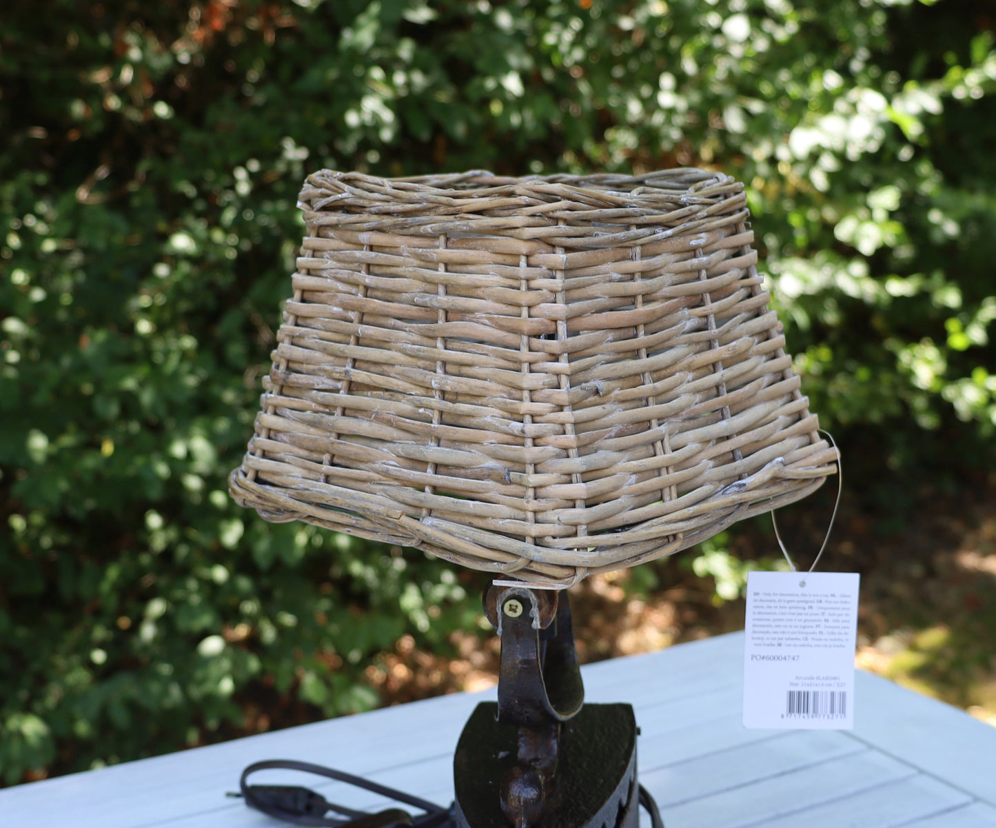 Quadratischer Lampenschirm Rattan Braun E27 - Landhausstil Shabby Chic