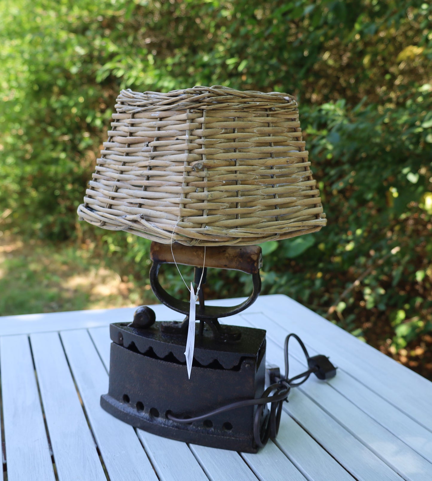 Quadratischer Lampenschirm Rattan Braun E27 - Landhausstil Shabby Chic