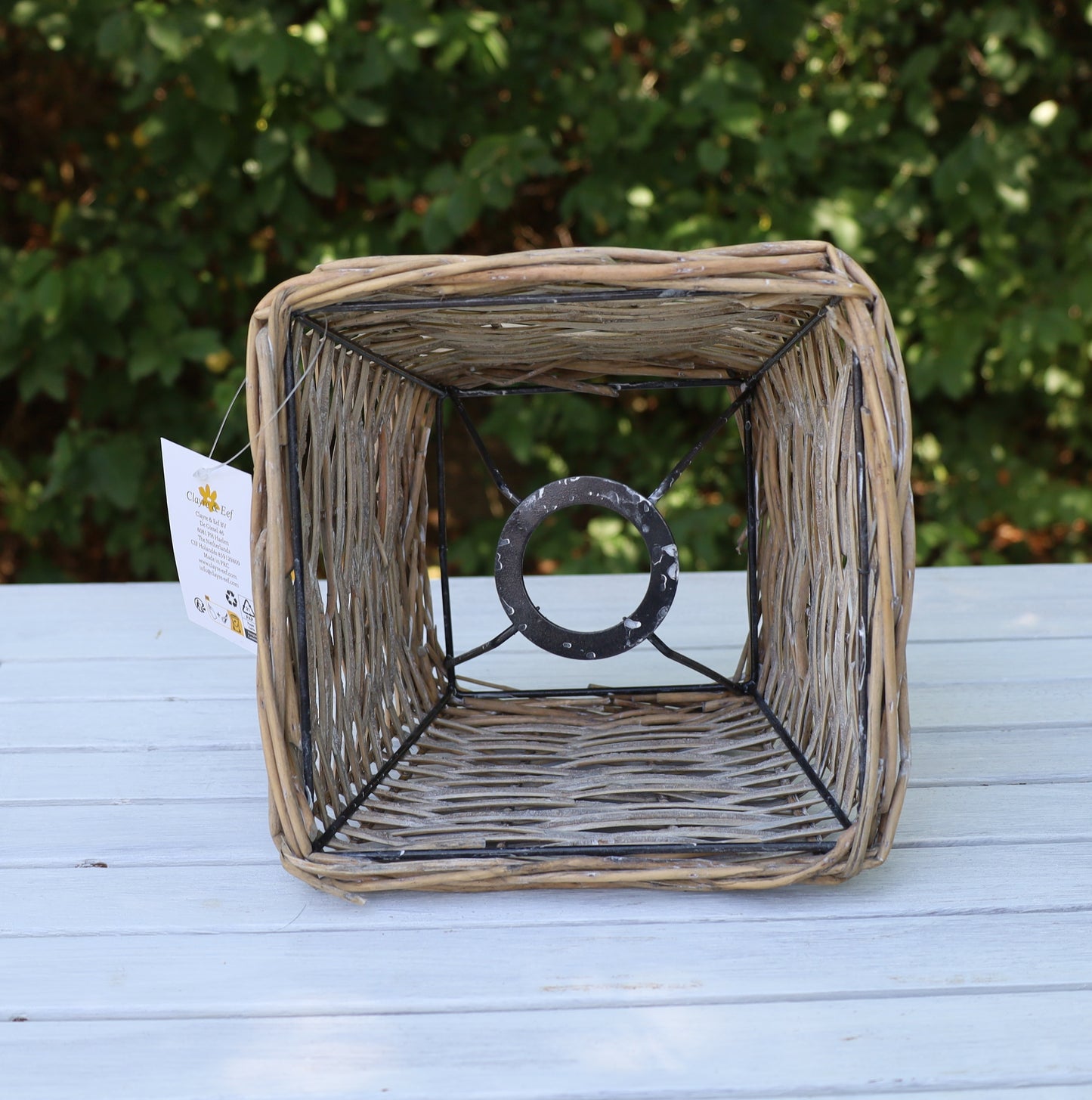 Quadratischer Lampenschirm Rattan Braun E27 - Landhausstil Shabby Chic