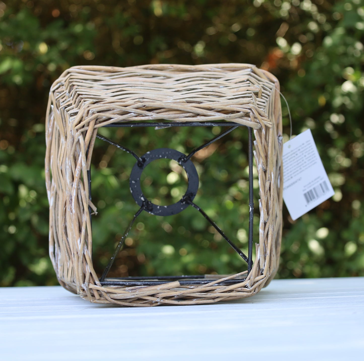 Quadratischer Lampenschirm Rattan Braun E27 - Landhausstil Shabby Chic