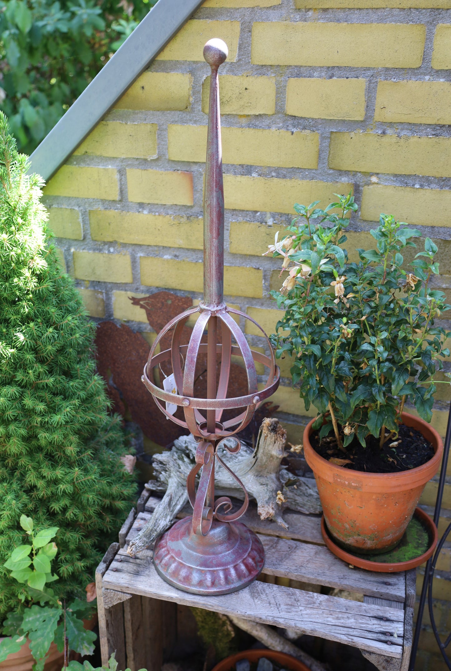 Gartendeko Obelisk Vintage-Stil - Eisen Rankhilfe Braun Shabby Chic