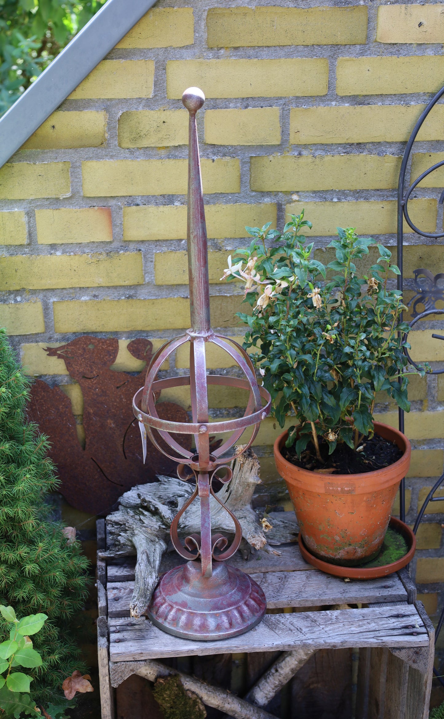 Gartendeko Obelisk Vintage-Stil - Eisen Rankhilfe Braun Shabby Chic