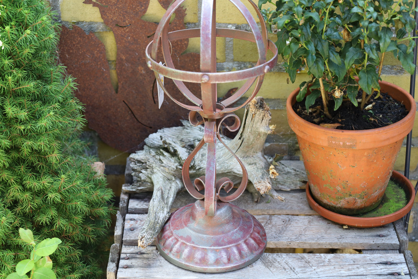 Gartendeko Obelisk Vintage-Stil - Eisen Rankhilfe Braun Shabby Chic
