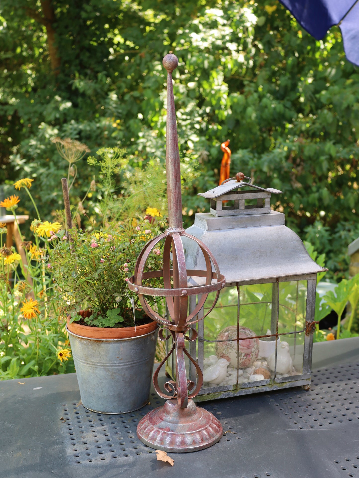 Gartendeko Obelisk Vintage-Stil - Eisen Rankhilfe Braun Shabby Chic