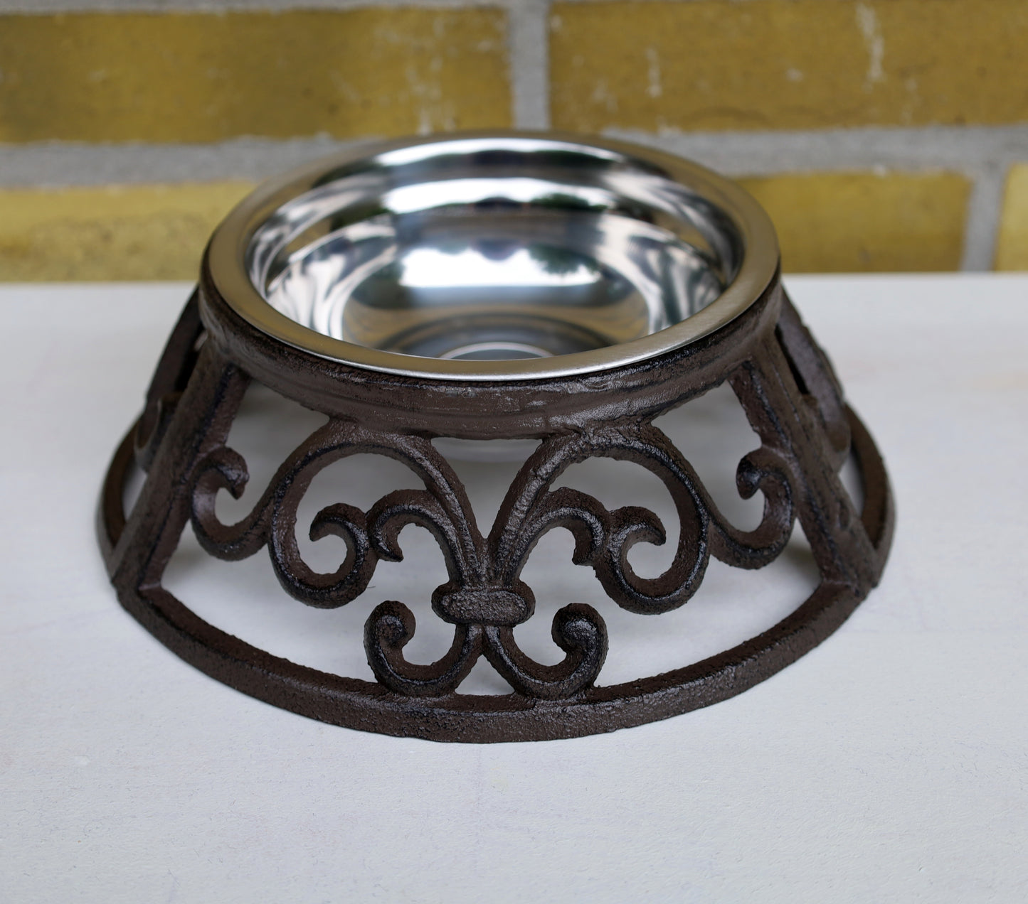 Futternapf Gusseisen Braun 435ml - Landhausstil Hundenapf Shabby Chic