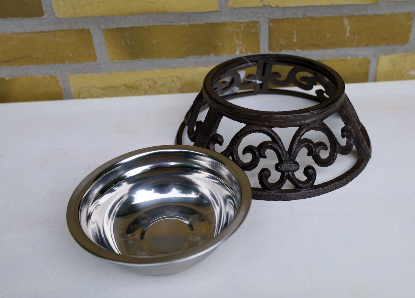 Futternapf Gusseisen Braun 435ml - Landhausstil Hundenapf Shabby Chic