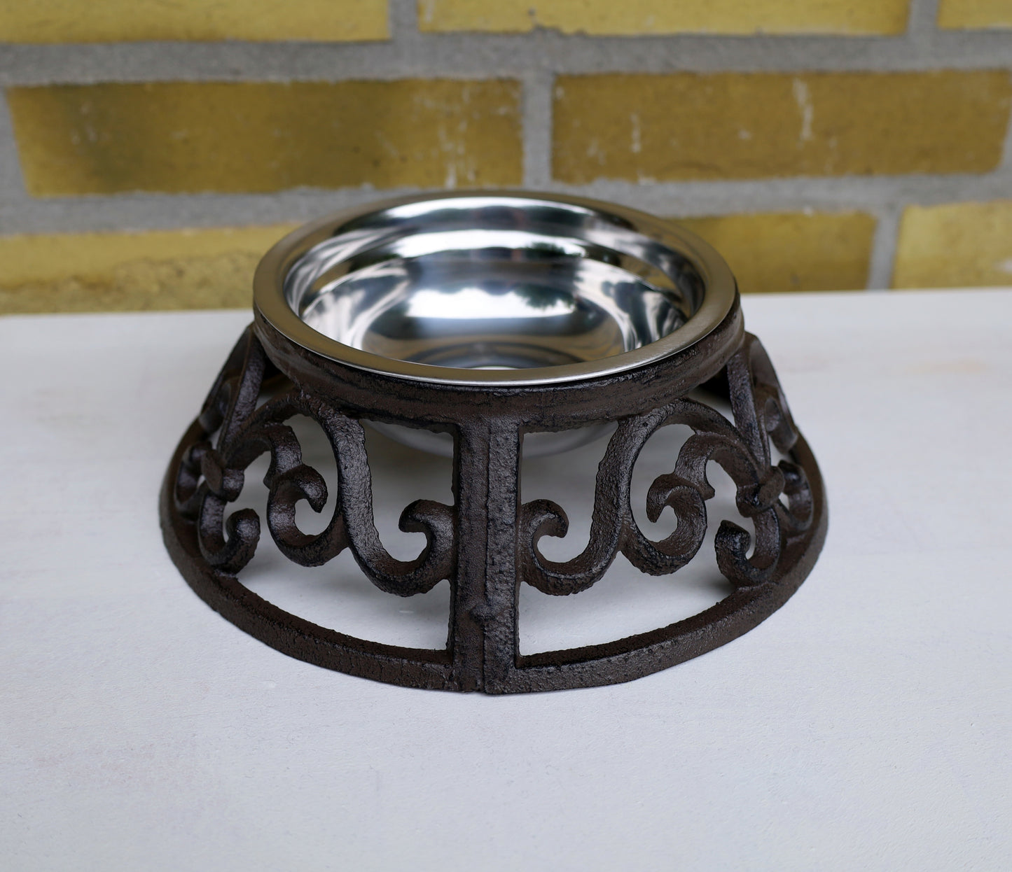 Futternapf Gusseisen Braun 435ml - Landhausstil Hundenapf Shabby Chic