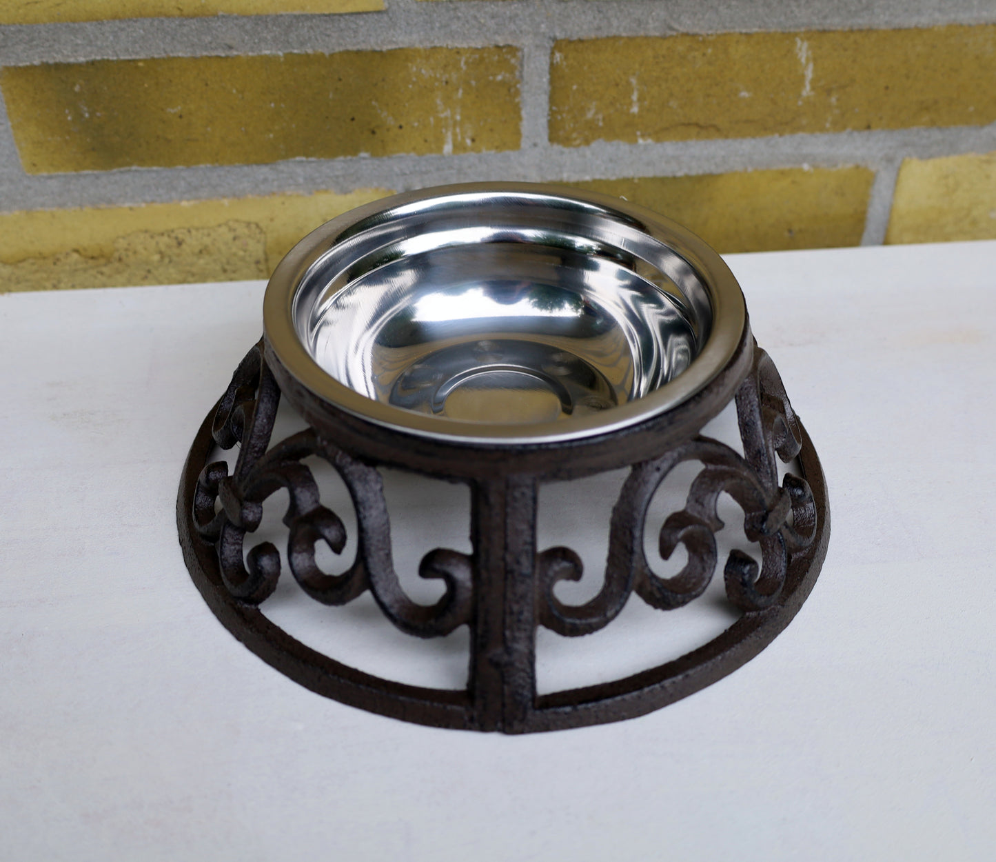 Futternapf Gusseisen Braun 435ml - Landhausstil Hundenapf Shabby Chic