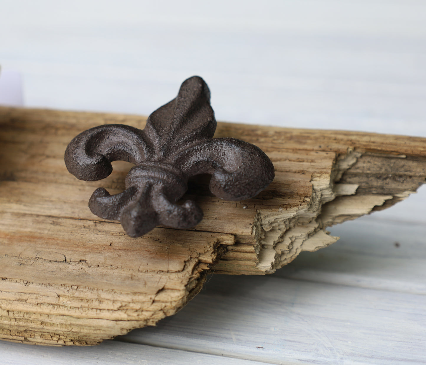 Schubladengriff Gusseisen Braun - Französische Lilie Möbelknauf Shabby Chic & Landhausstil