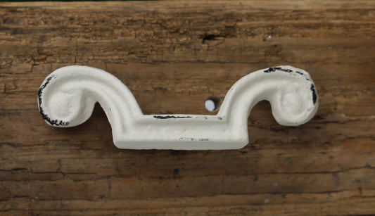 Shabby Chic Schubladengriff / Möbelknauf aus Eisen in Creme-Weiß