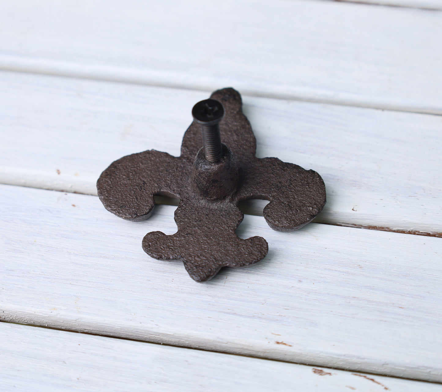 Schubladengriff Gusseisen Braun - Französische Lilie Möbelknauf Shabby Chic & Landhausstil