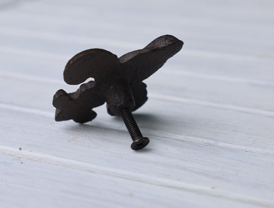 Schubladengriff Gusseisen Braun - Französische Lilie Möbelknauf Shabby Chic & Landhausstil