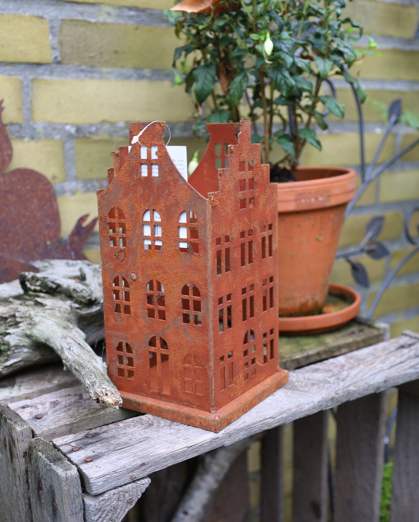 Edelrost-Häuschen 2er Set - Vintage Gartendekoration im Shabby Chic Stil