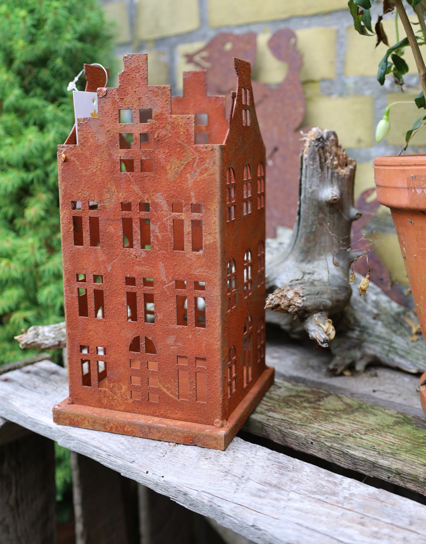 Edelrost-Häuschen 2er Set - Vintage Gartendekoration im Shabby Chic Stil