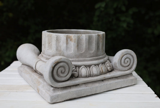 Pflanztopf Steinguss Grau - Klassische Säule für Balkon & Garten