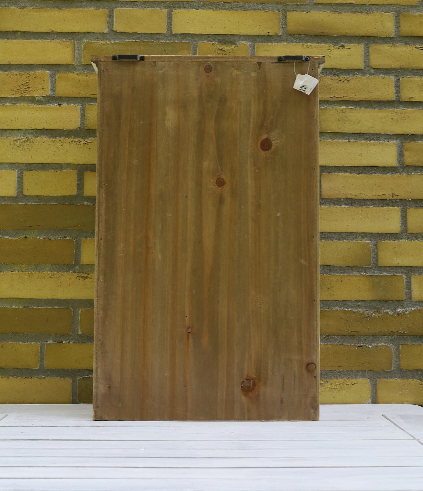 Wandschrank mit Haken und Schubladen Holz Braun-Weiß Landhausstil