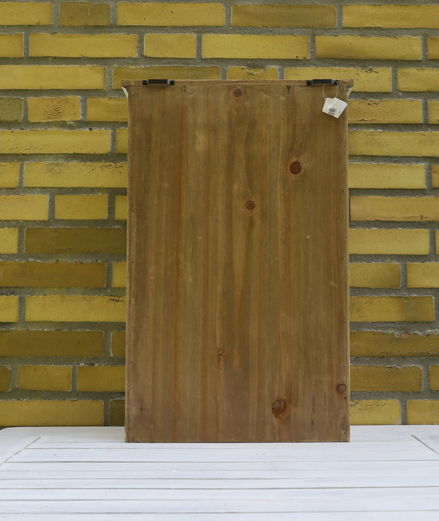 Wandschrank mit Haken und Schubladen Holz Braun-Weiß Landhausstil