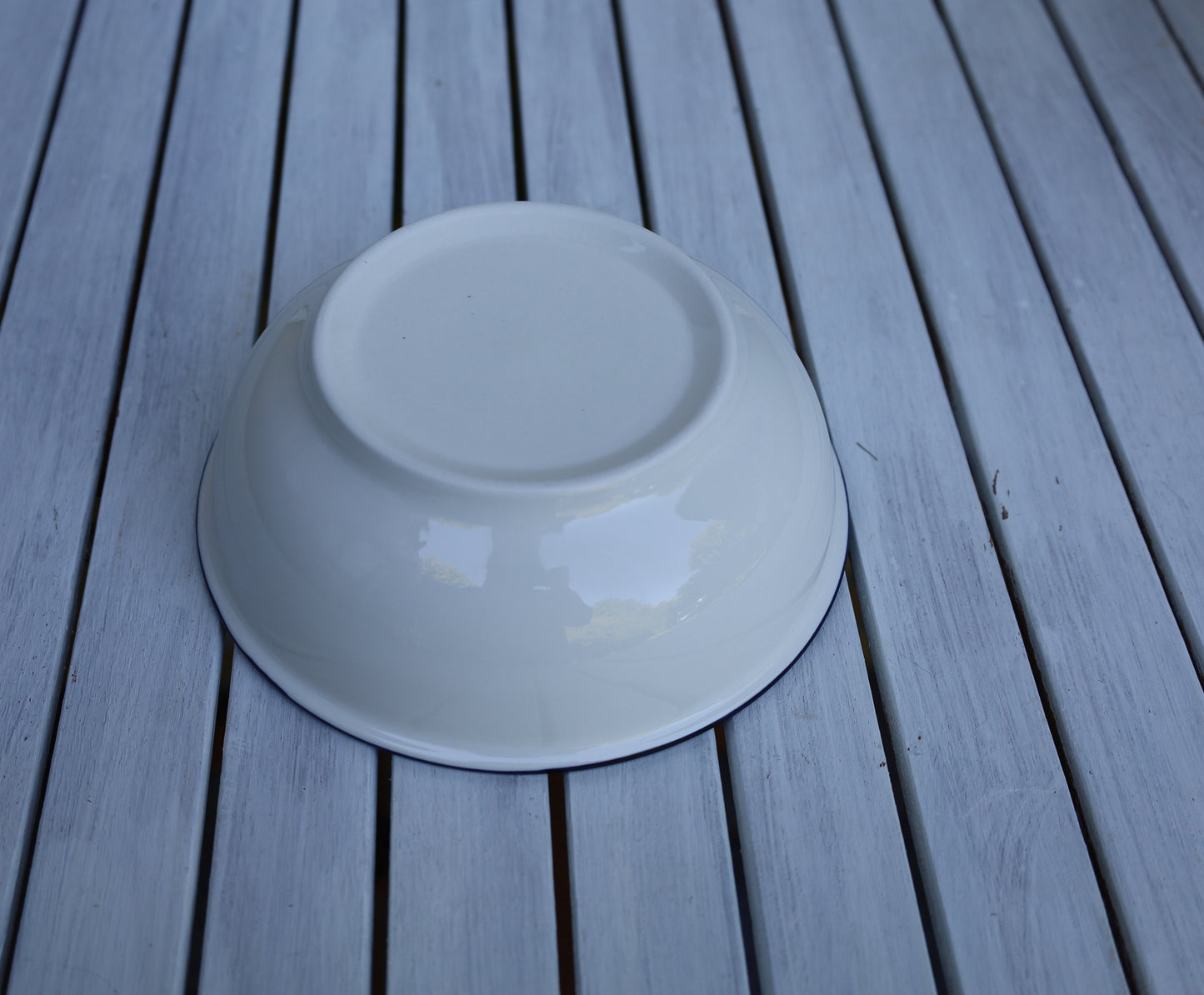 Keramik-Schale Weiß-Blau mit Blumenmuster - Obstschale Landhausstil Ø 19 cm