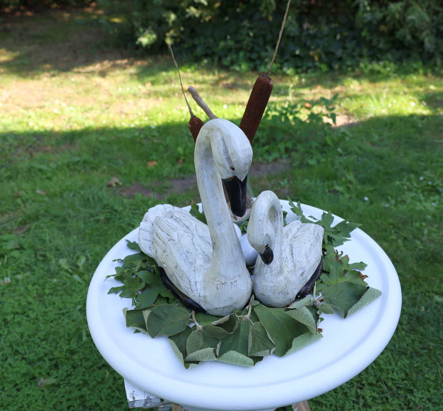 Schwanen Pärchen Holz - Romantische Hochzeitsdeko Shabby Chic