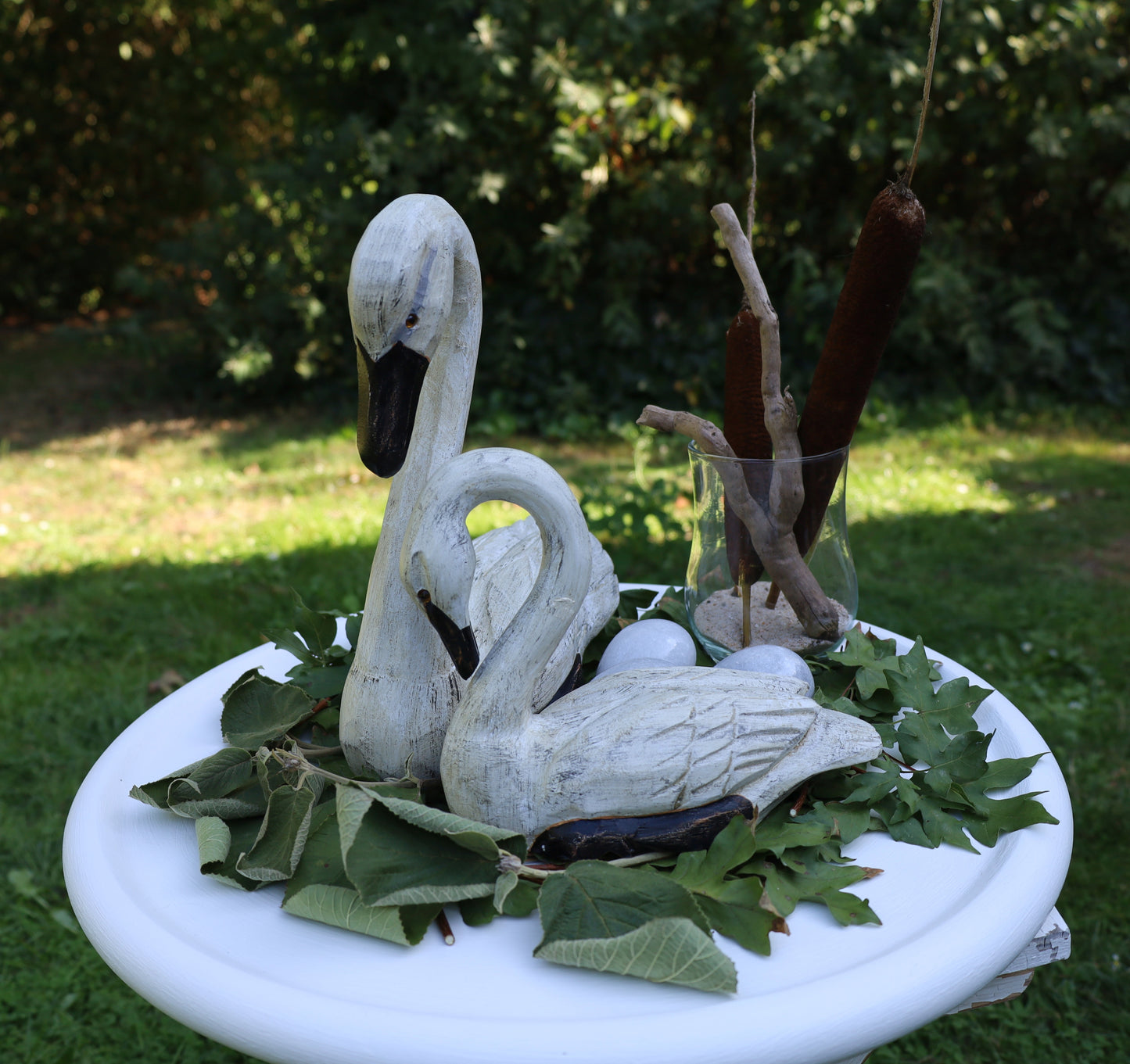 Schwanen Pärchen Holz - Romantische Hochzeitsdeko Shabby Chic
