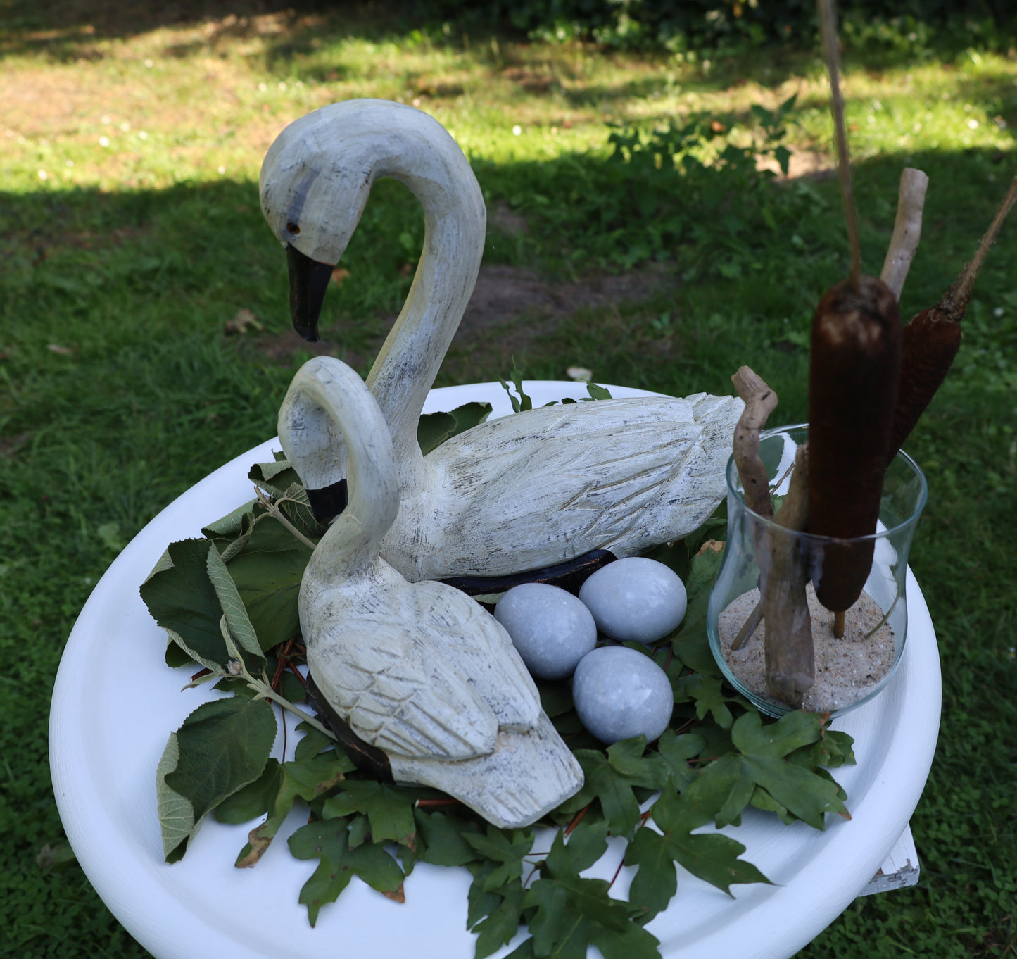 Schwanen Pärchen Holz - Romantische Hochzeitsdeko Shabby Chic