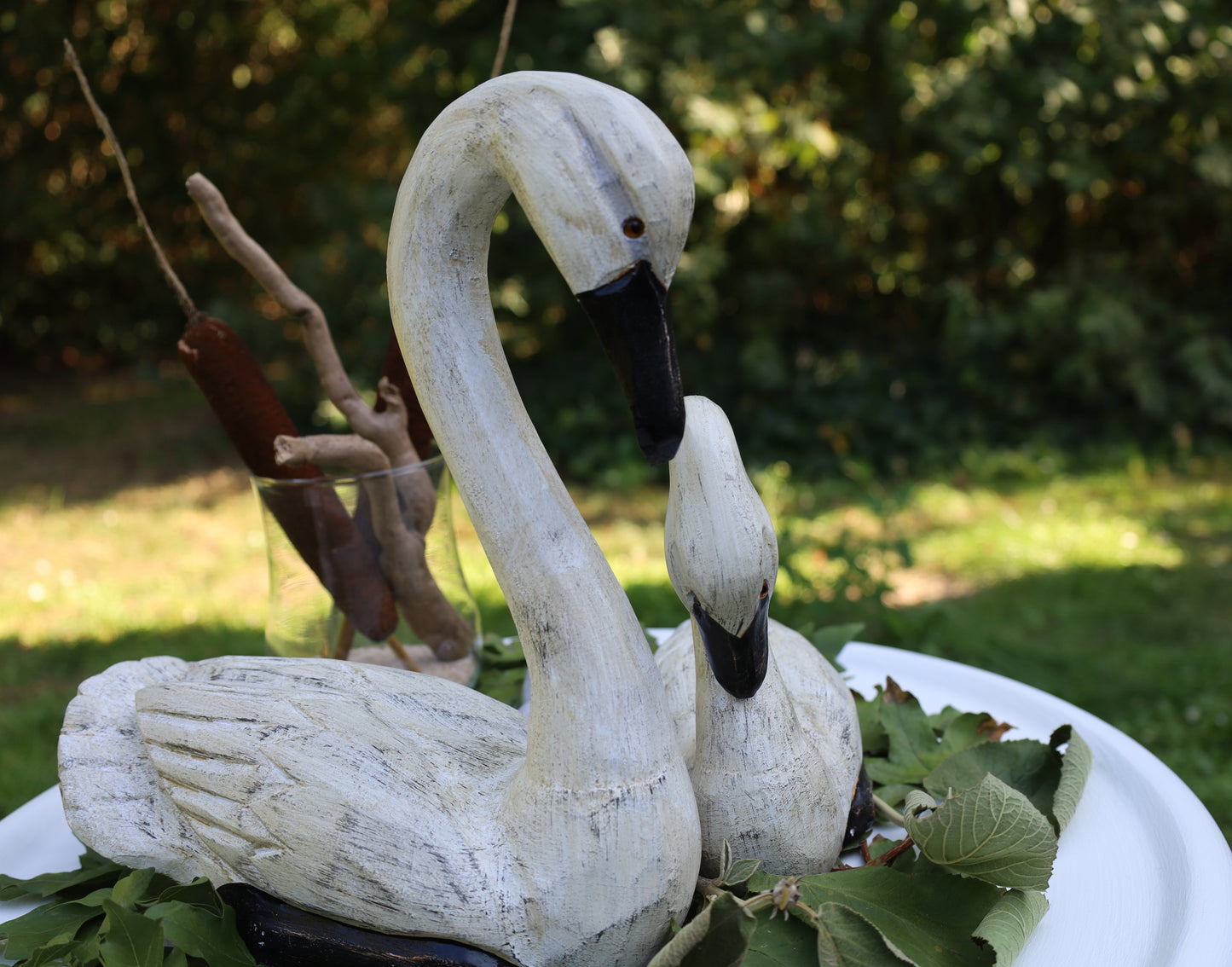 Schwanen Pärchen Holz - Romantische Hochzeitsdeko Shabby Chic