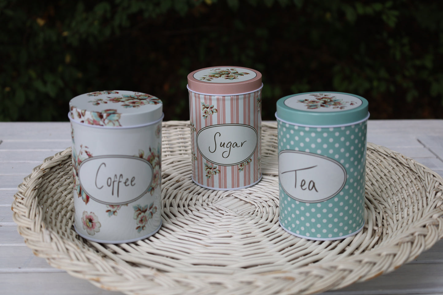 Vorratsdose 3er Set: Teedose, Zucker, Kaffee aus Aluminium