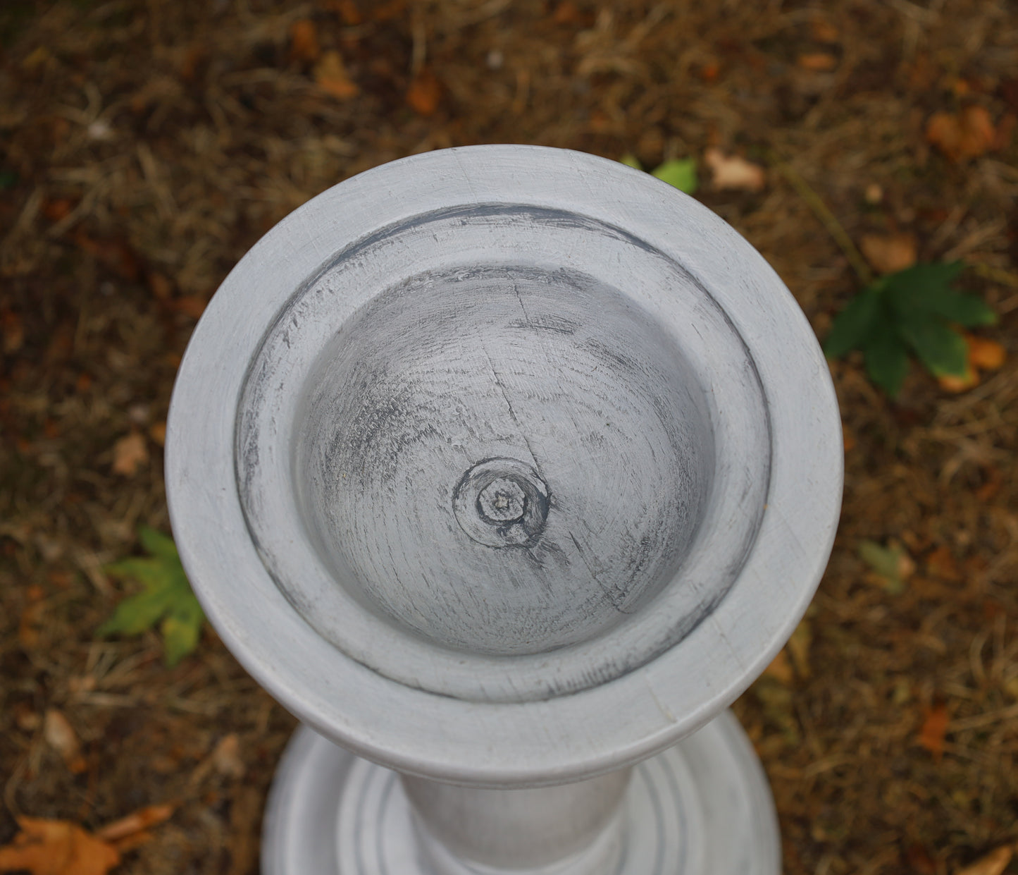 Dekorative Holzsäule Grau - Vintage Pflanzenständer & Kerzenleuchter