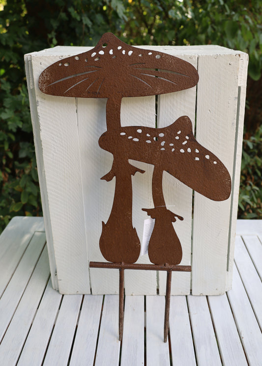 Pilz Gartenstecker Metall 55cm - Herbstdeko Garten Braun