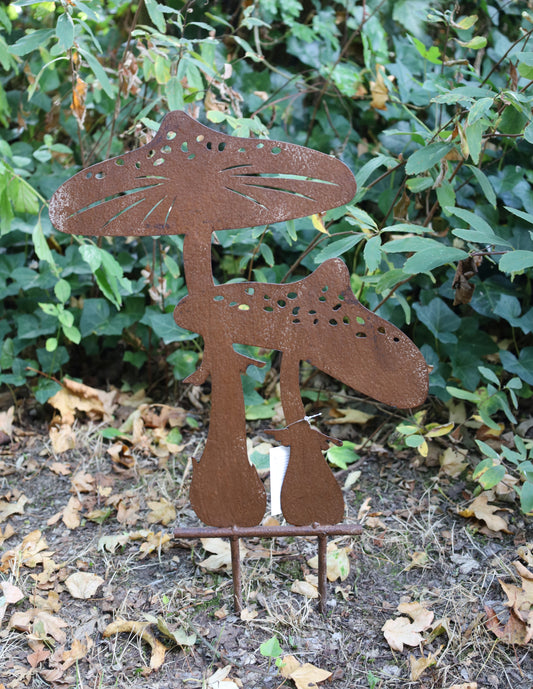 Pilz Gartenstecker Metall 55cm - Herbstdeko Garten Braun