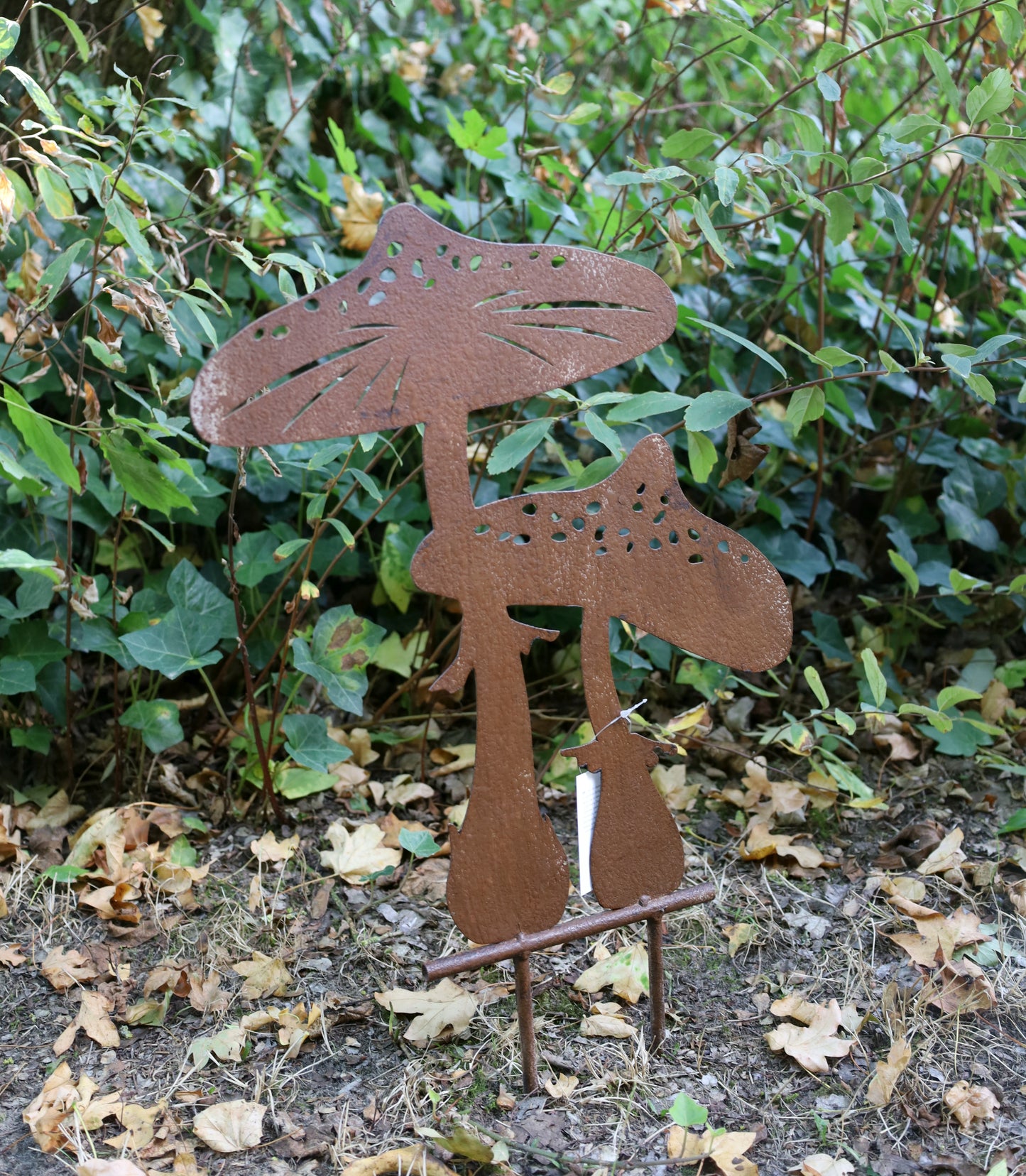 Pilz Gartenstecker Metall 55cm - Herbstdeko Garten Braun