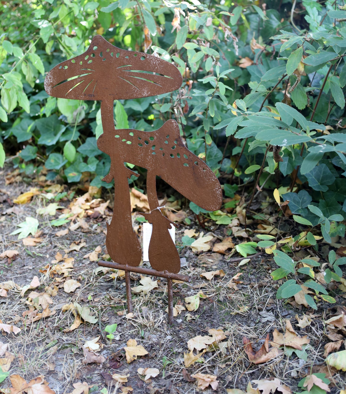 Pilz Gartenstecker Metall 55cm - Herbstdeko Garten Braun