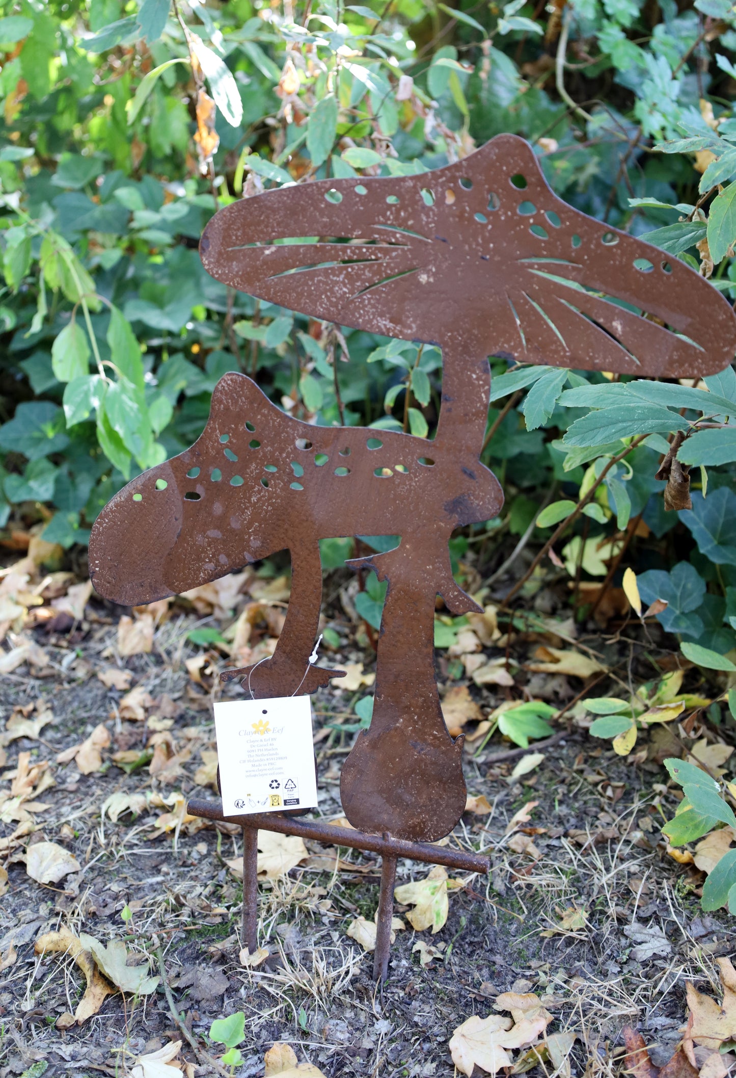 Pilz Gartenstecker Metall 55cm - Herbstdeko Garten Braun