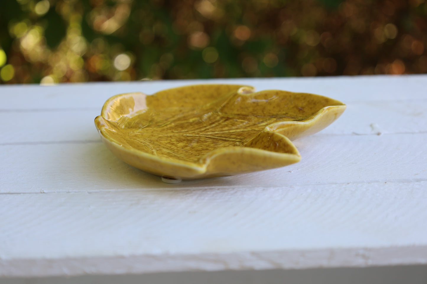 Keramik Schale Blattform Gelb 14x13 cm - Herbst Dekoration