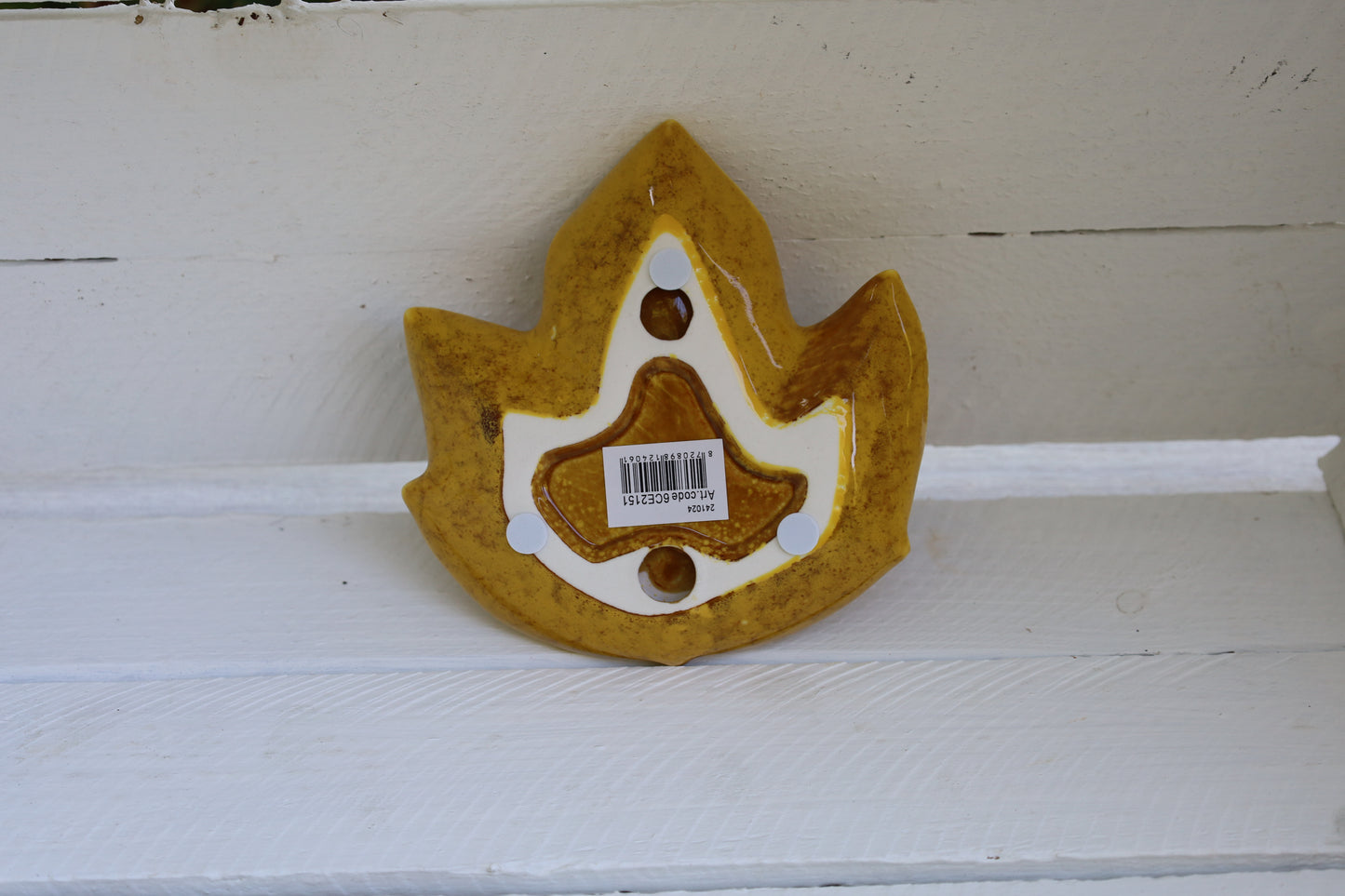 Keramik Schale Blattform Gelb 14x13 cm - Herbst Dekoration