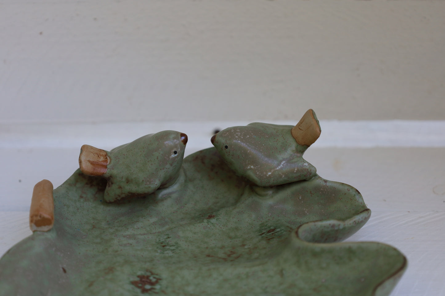 Keramik Schale Blattform mit Vögeln Grün - Clayre & Eef