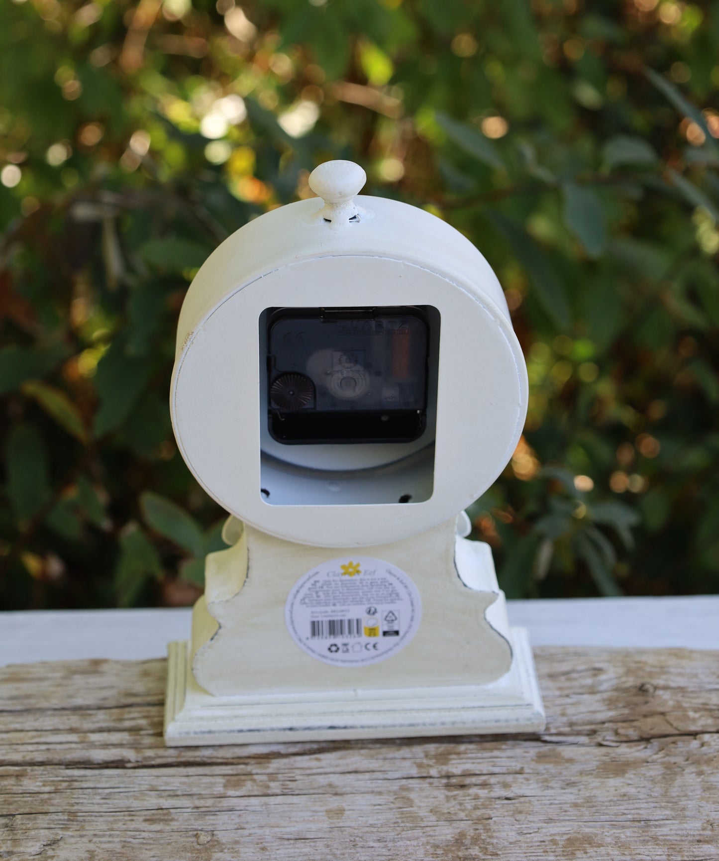 Standuhr Shabby Chic Weiß - Vintage Tischuhr aus Holz im Landhausstil