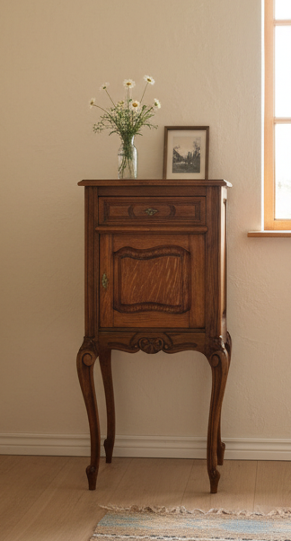 Antiker Nachttisch Louis XV Stil (1870-1890) - Nussbaum Schränkchen