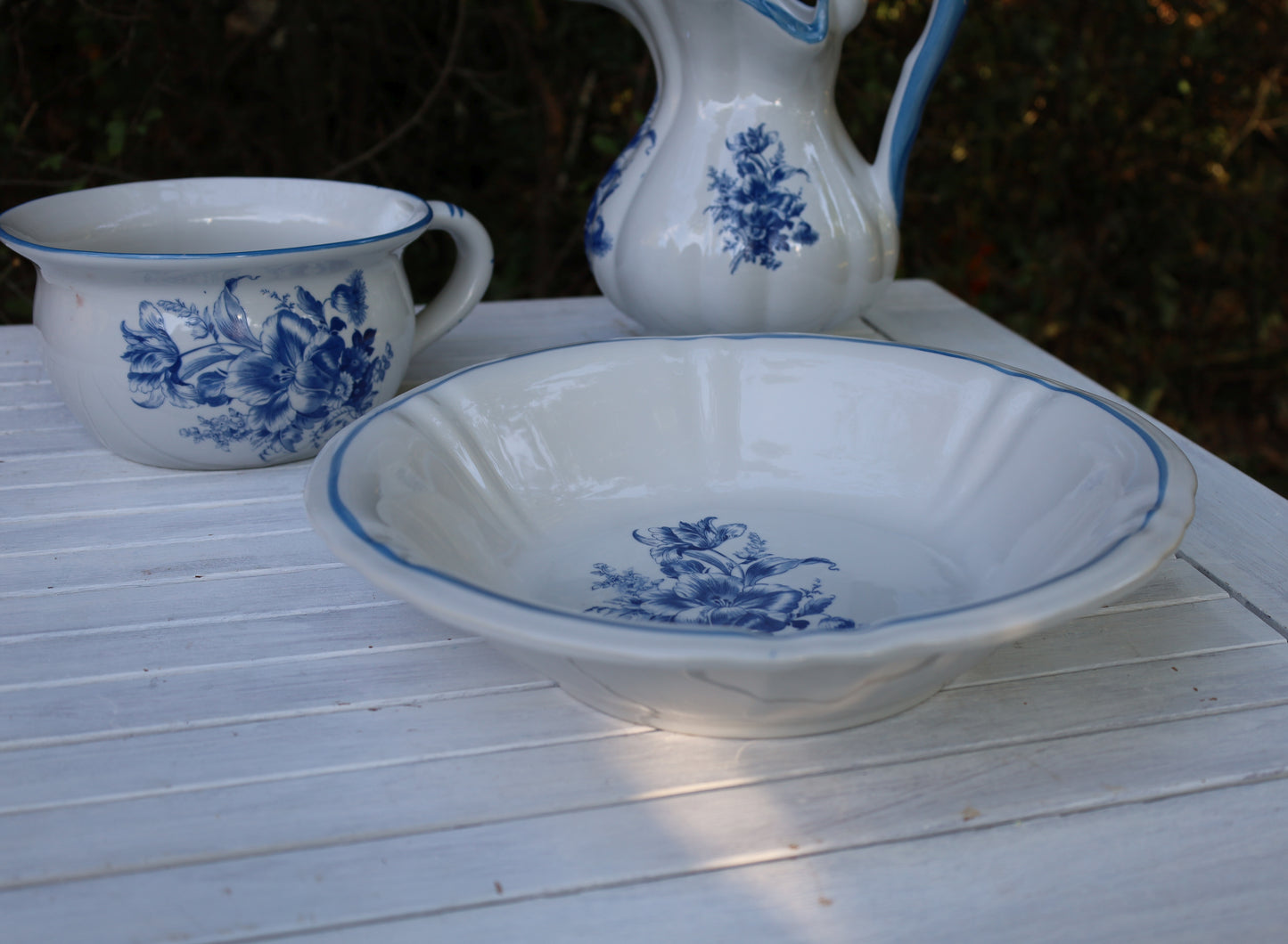 Delfter Blau Waschset Vintage - Keramik Schüssel, Krug & Nachttopf