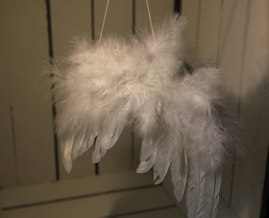Weihnachtsanhänger Engelsflügel Weiß aus Federn 20x17 cm - Landhausstil