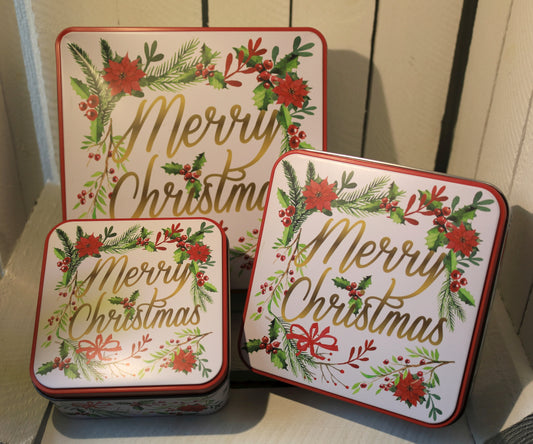Plätzchendosen 3er Set Metall Weihnachten - Merry Christmas Keksdosen Landhausstil