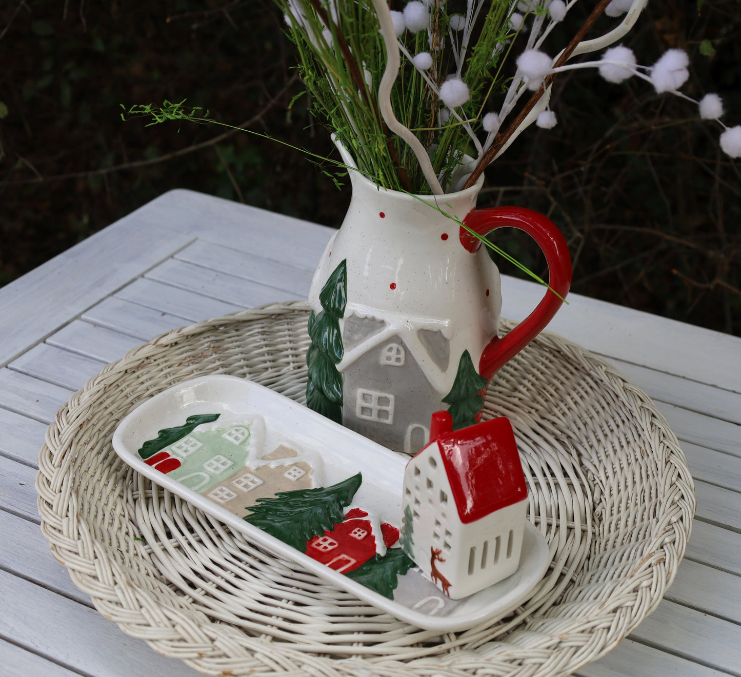 Keramik-Krug Winterlandschaft - Weihnachtsdeko Landhausstil Clayre & Eef